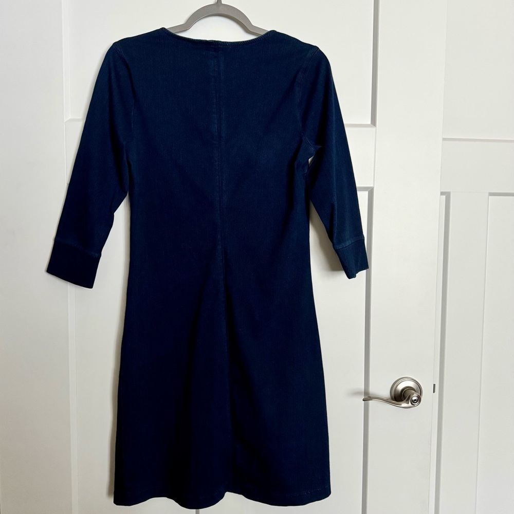 Liz Claiborne Dark Navy Blue Soft Stretch Denim 3/4 Sleeve Dress Size XS - Picture 13 of 14